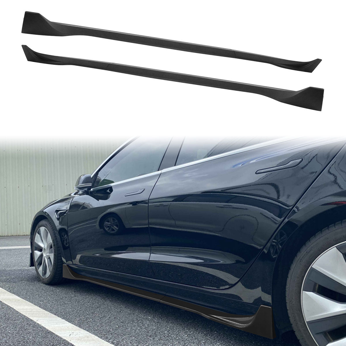 2017-2022 Tesla Model 3 IKON Style Side Skirts Rocker Panel ABS 4PC
