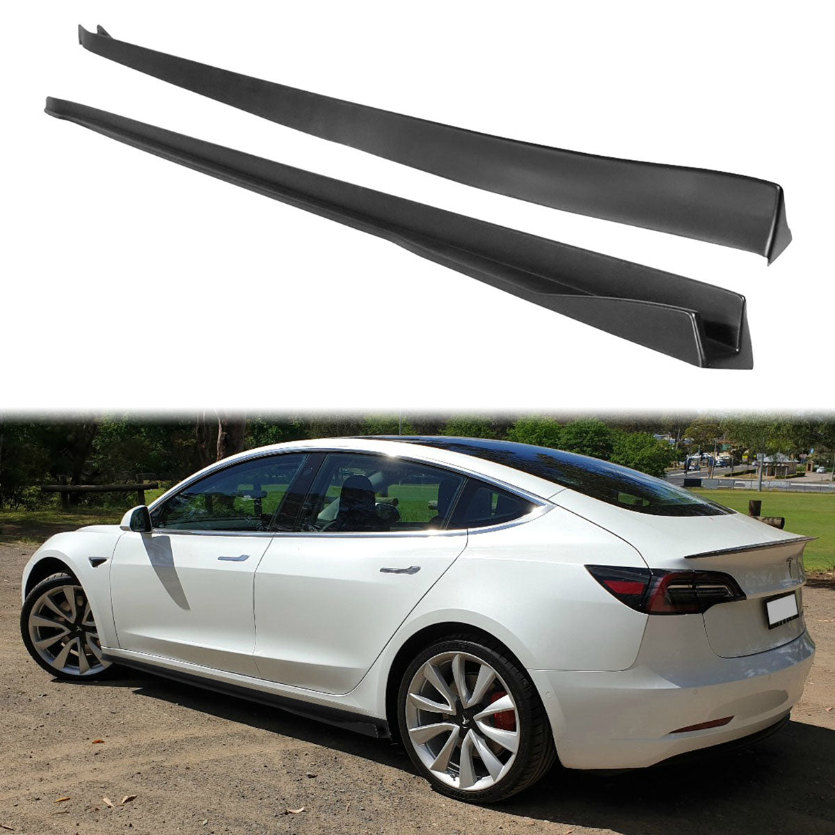 2017-2024 Tesla 3 IKON Style Side Skirts Extension PP