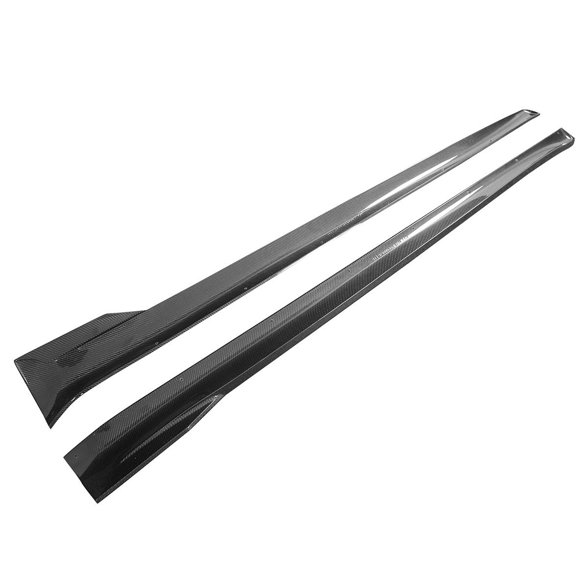 2021-2025 Tesla Model S Gloss Black V Side Skirts Panel Carbon Fiber