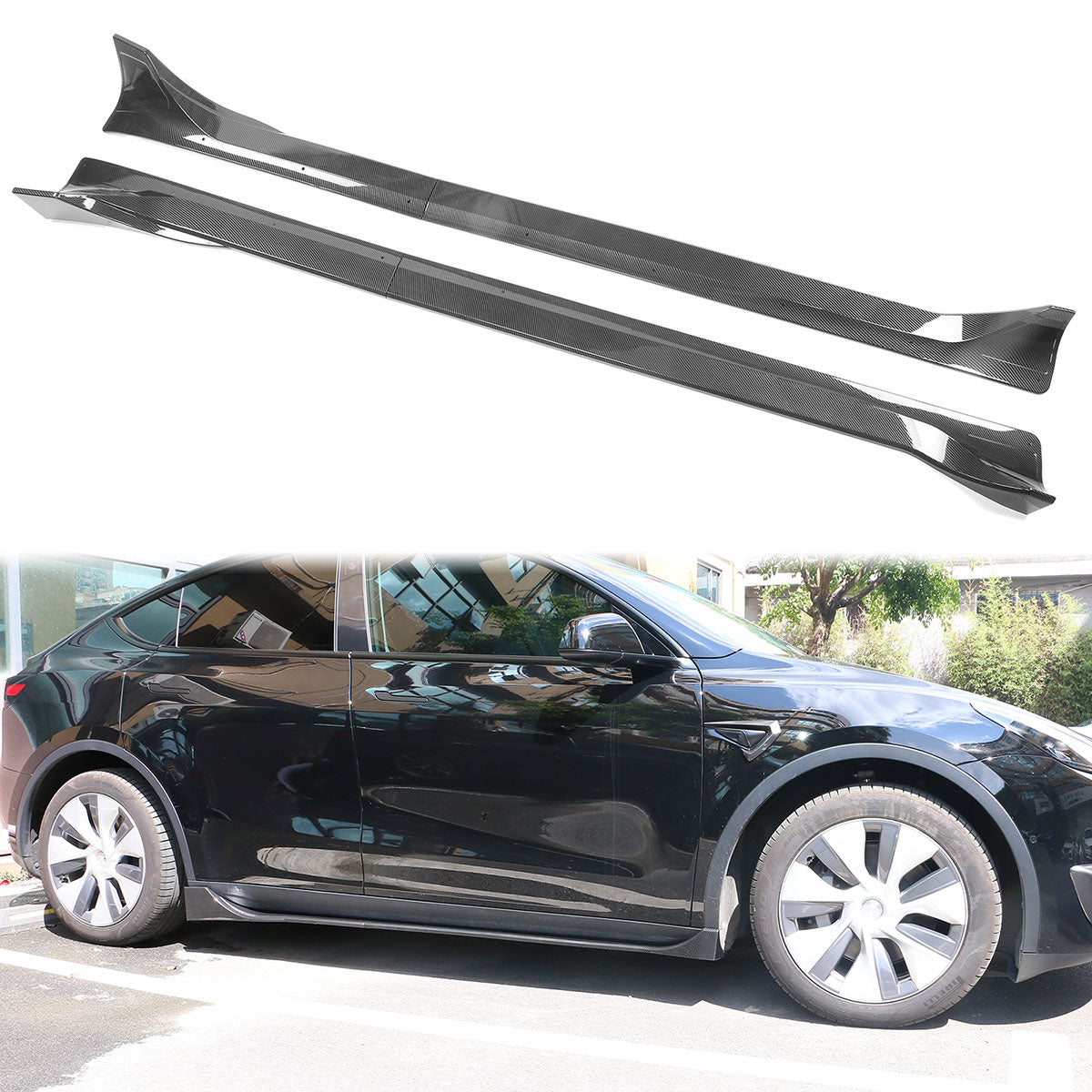 Side Skirts for 2020-2024 Tesla Model Y ABS Plastic Rocker Panel