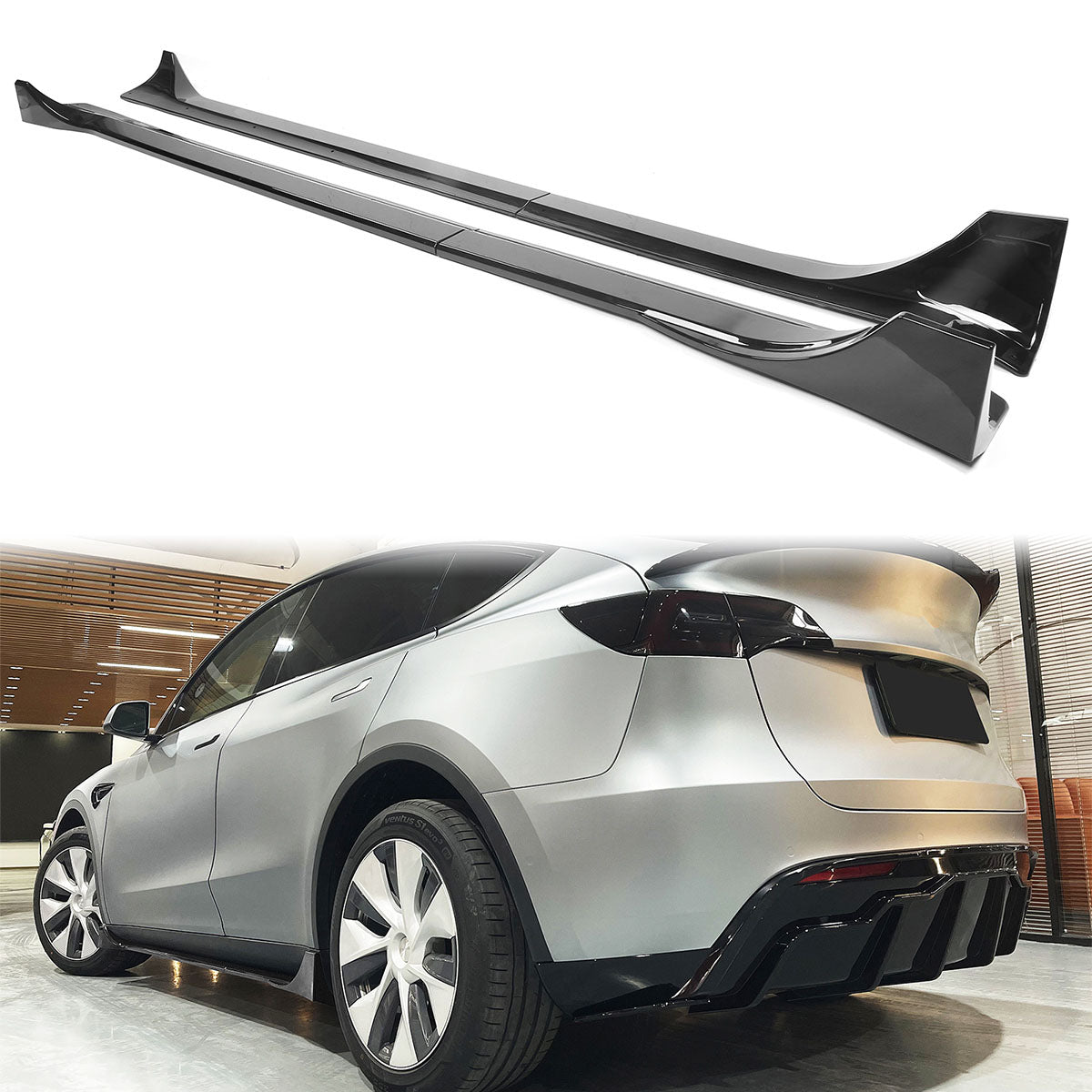 Side Skirts for 2020-2024 Tesla Model Y ABS Plastic Rocker Panel