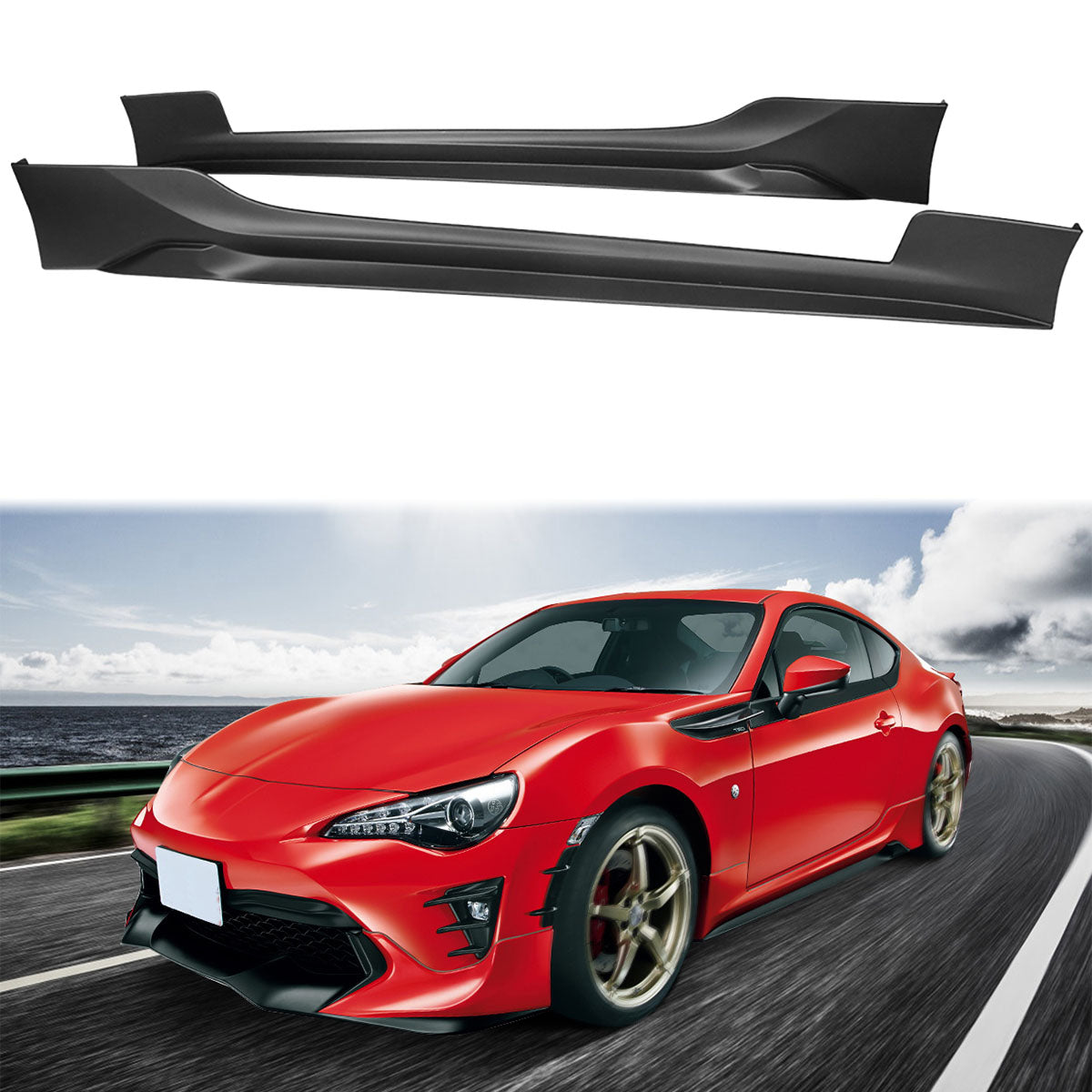 2017-2020 Toyota 86 Side Skirts Rocker Panel Black PP