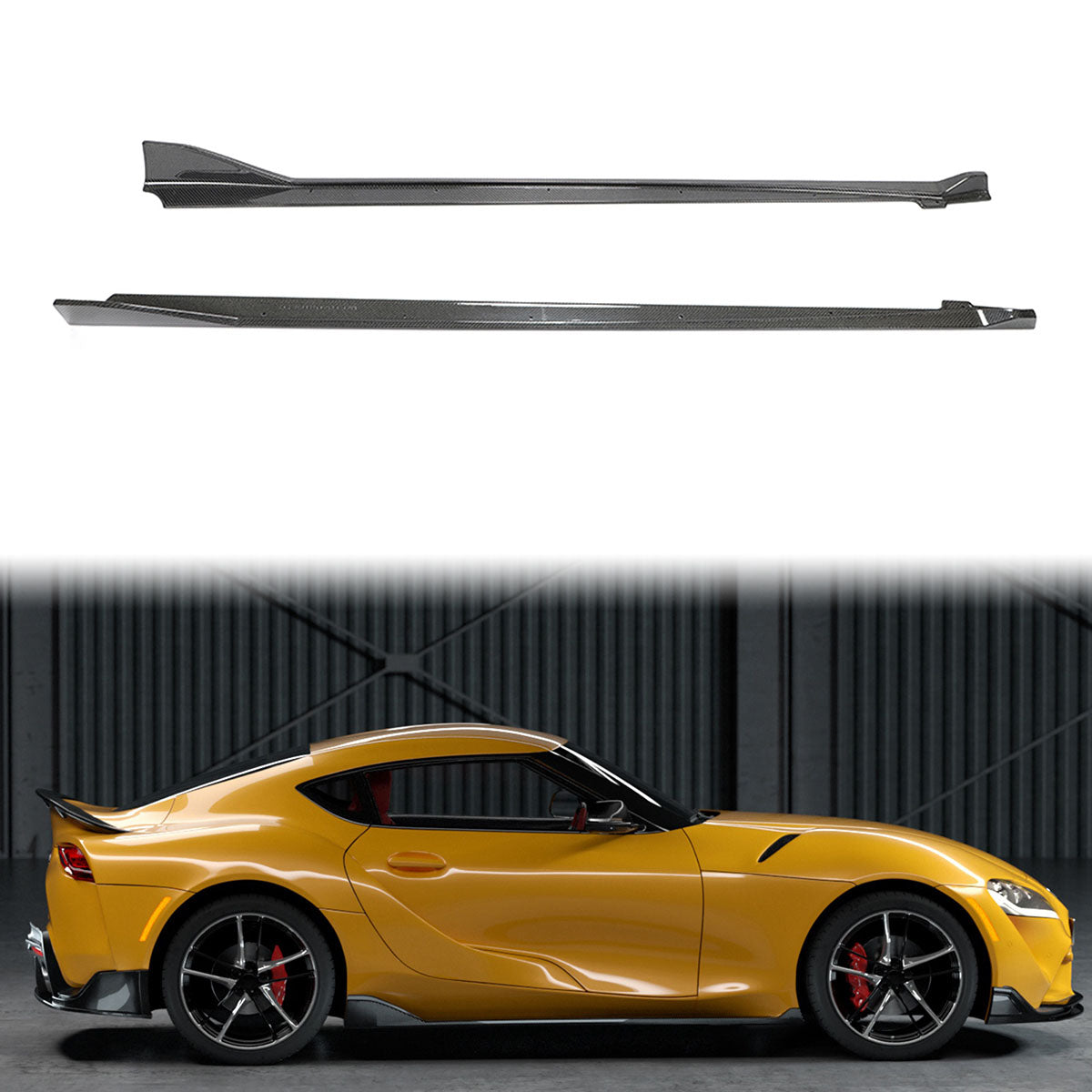 2020-2025 Toyota GR Supra A90 MZ Speed Side Skirts Gloss Carbon Fiber