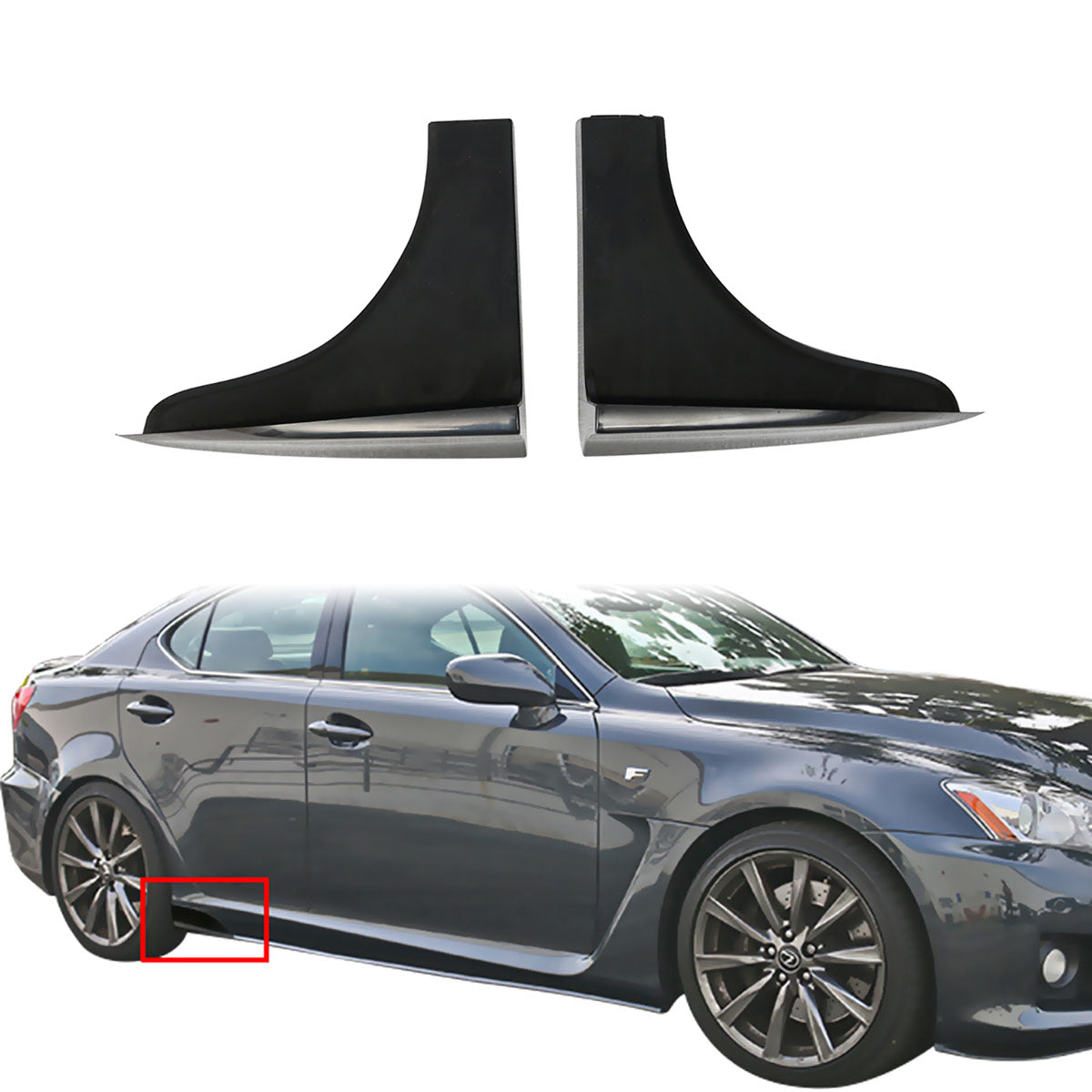 Universal 6.5 x 2.5 V2 Style Winglet For Side Skirt Extensions PP 2PC