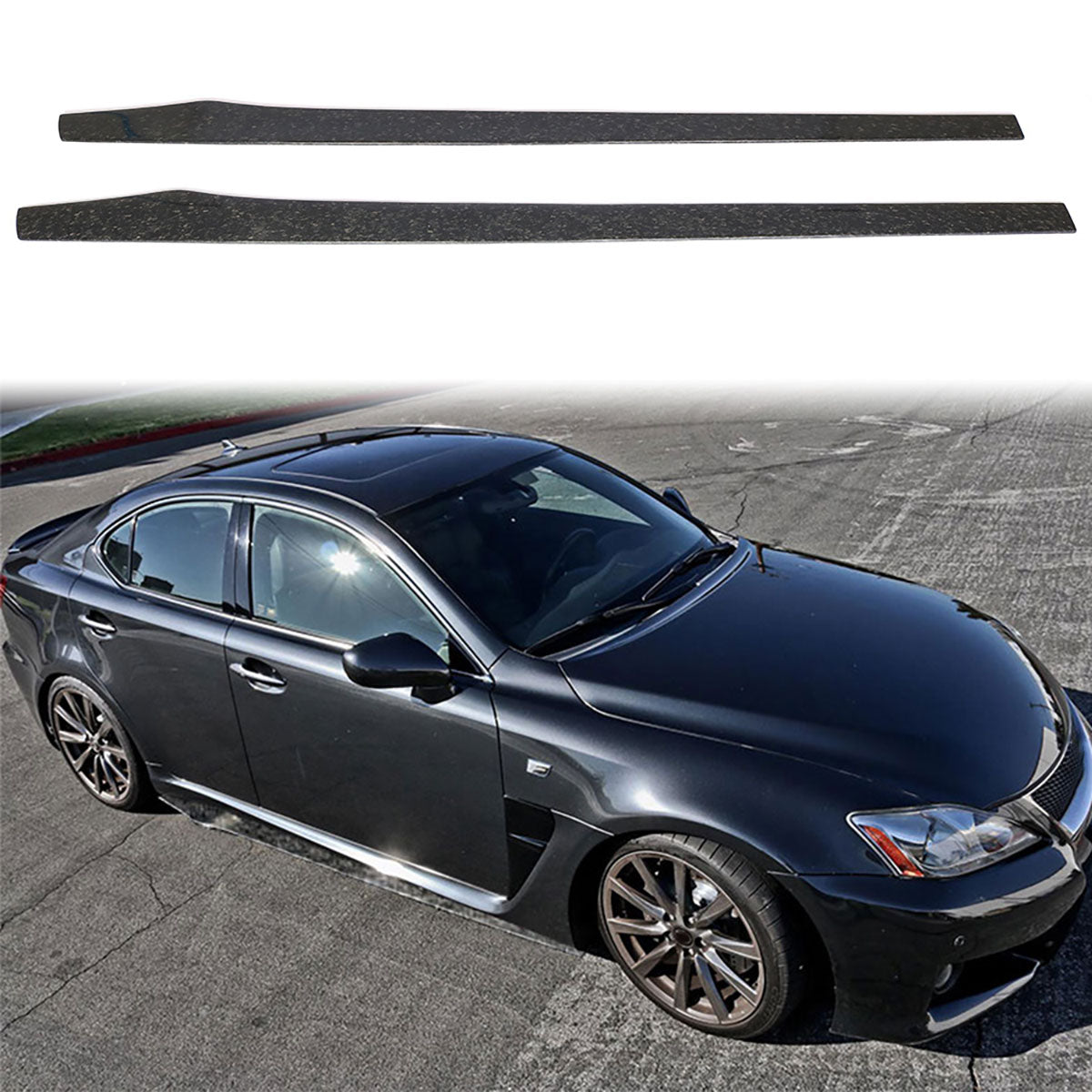77.5" Side Skirt Extension Flat Bottom Line Lip - Forged Carbon Fiber