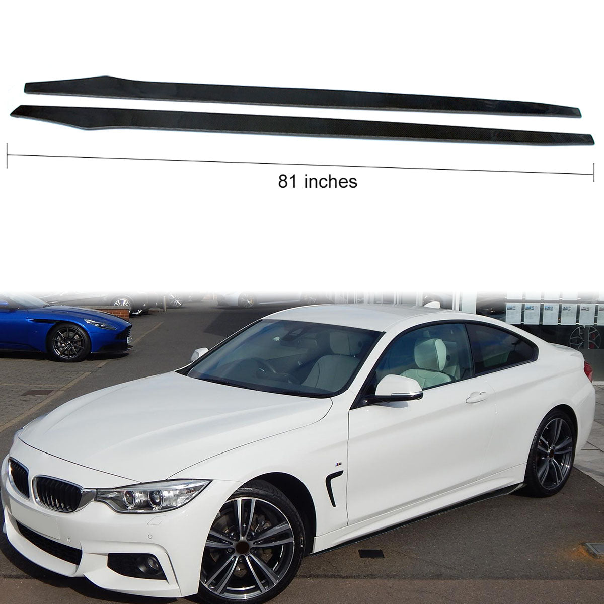 Universal 81 Inch Side Skirt Extension Flat Bottom Line Carbon Fiber