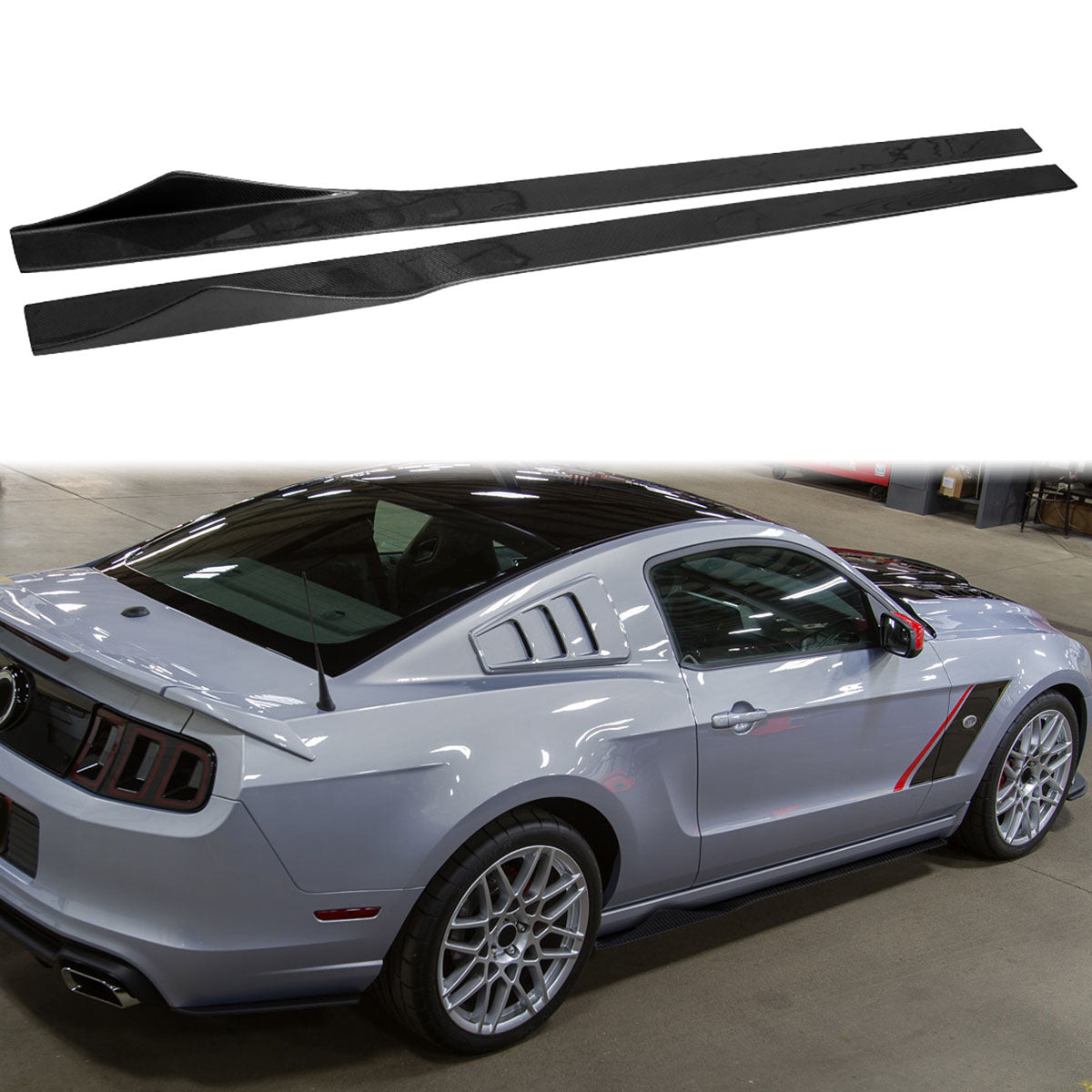Universal 75 Inches Side Skirt Extension Splitter Lip Carbon Fiber CF