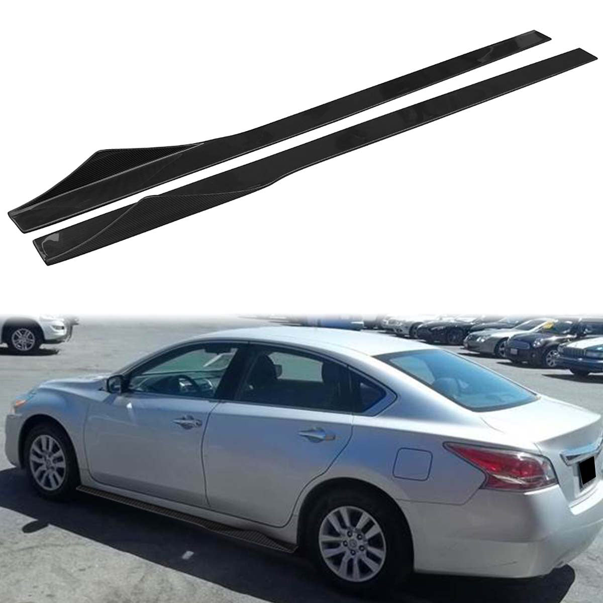 Universal 81 Inches Side Skirts Extension Splitter Carbon Fiber CF