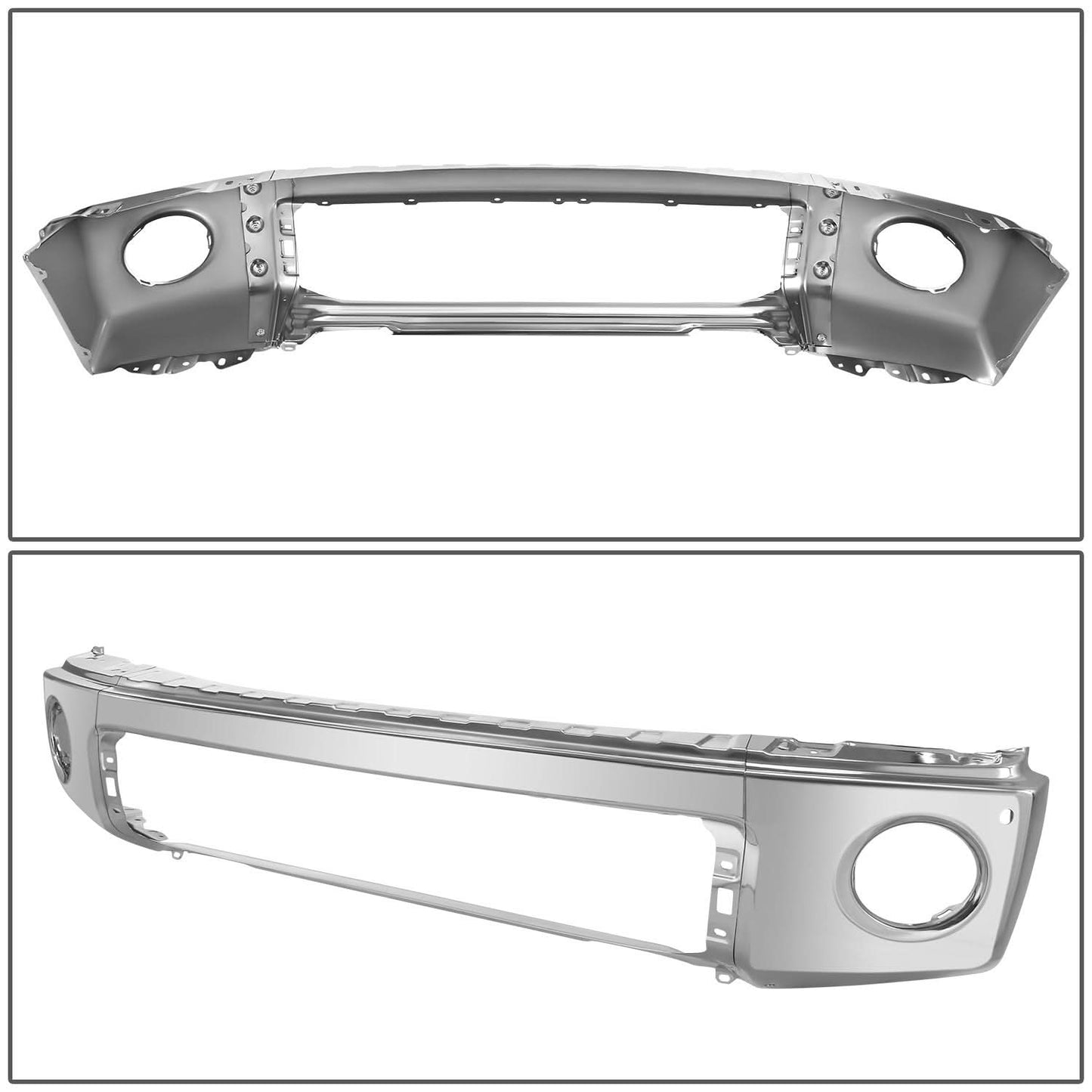 2007-2013 Toyota Tundra Front Bumper Cover w/ Sensor Holes - Steel Chrome