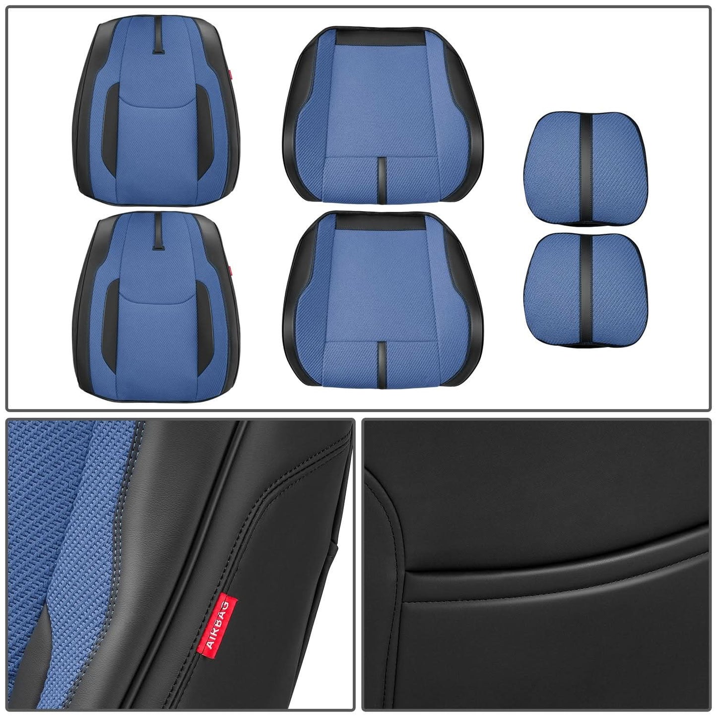 Drive Series Front Row Seat Covers Set - Black/Dark Blue