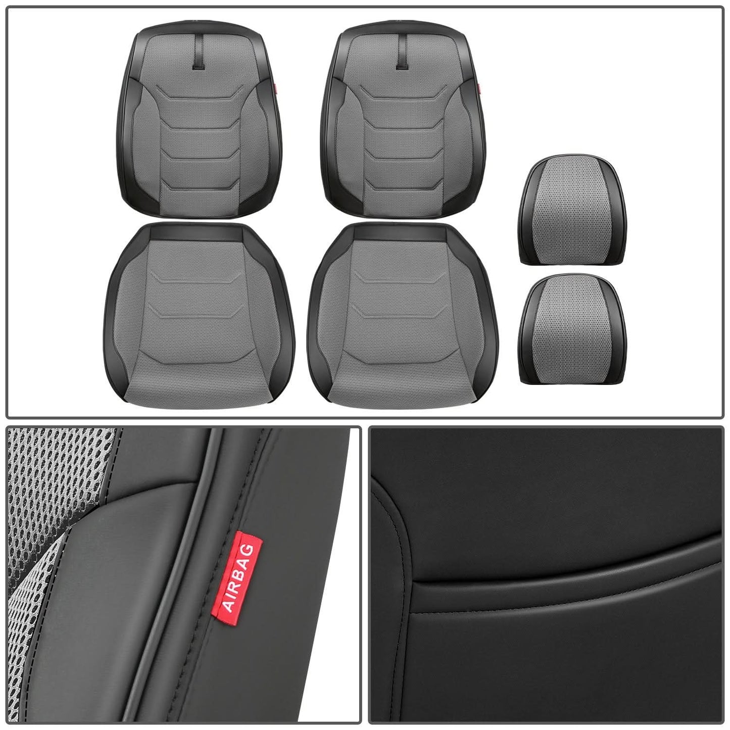 Sport Series Front Row Seat Cover Set - Grey