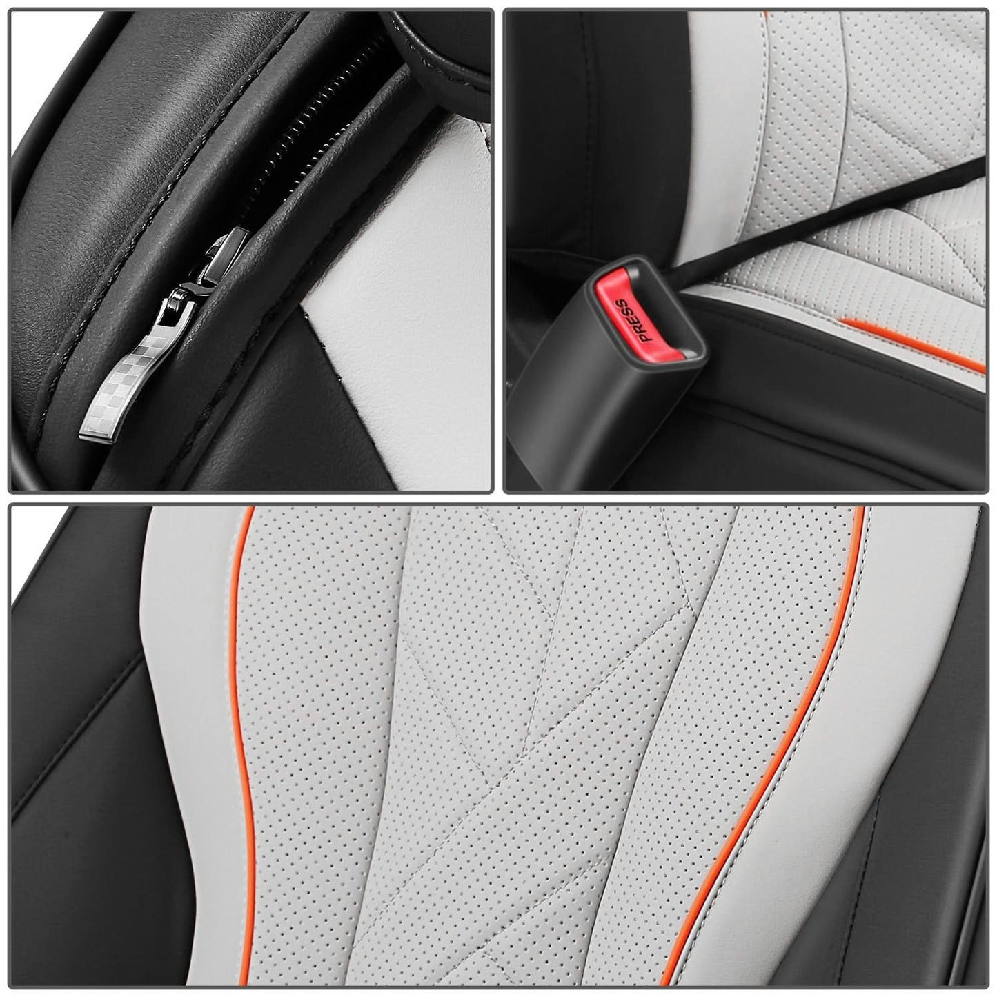 Touring Style Front Row Seat Covers Set - Black/Grey