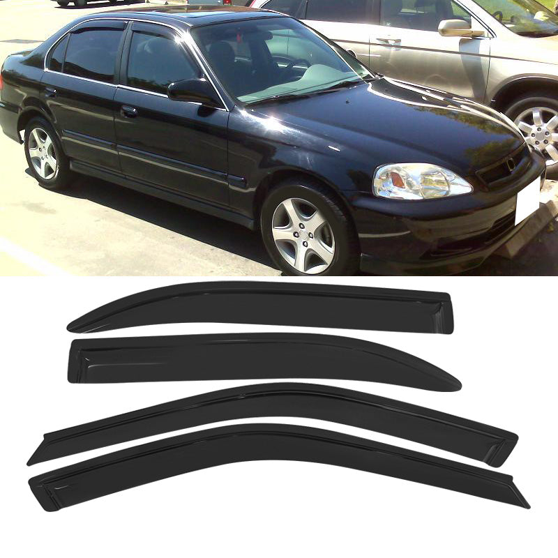 Fits Civic 96-98 Front + Rear Bumper Lip + Front + Sun Window Visor