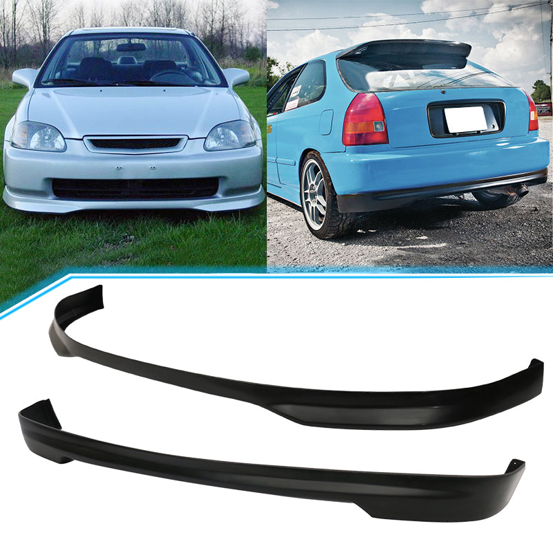 Fits 96-98 Honda Civic 3Dr T-R Front Lip Spoiler + Rear Bumper Lip