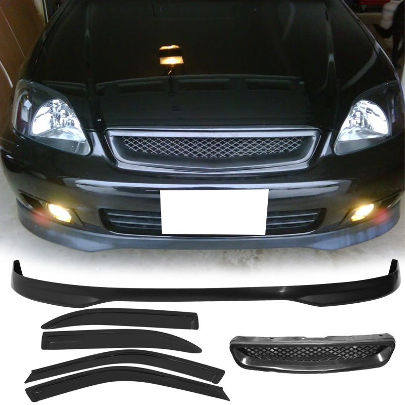 Fits Civic 99-00 T-R Front Bumper Lip Front Grille Sun Window Visor