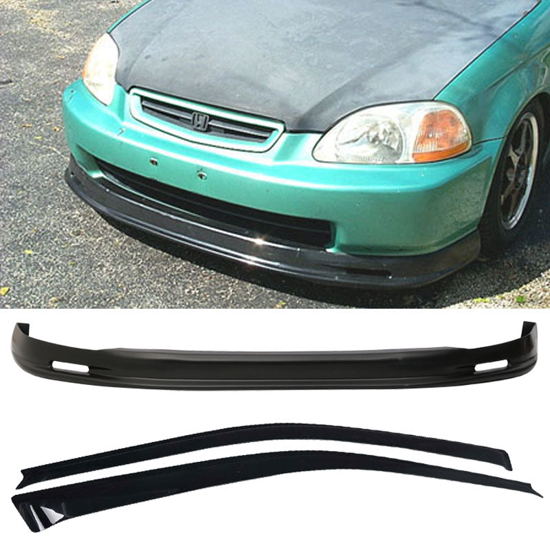Fits Honda Civic 96-98 Front Bumper Lip Spoiler + Sun Window Visor