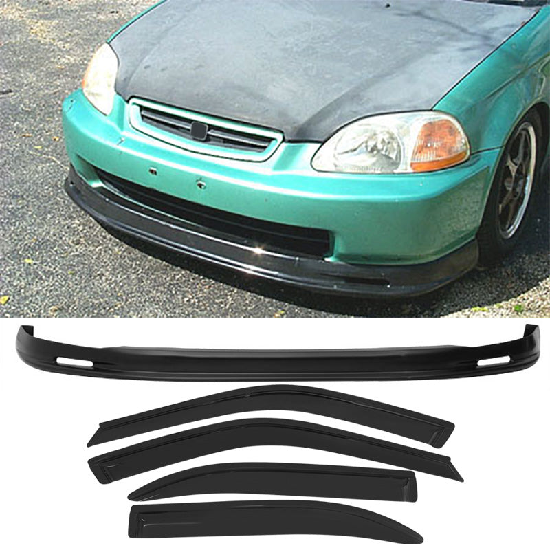 Fits Honda Civic 96-98 PP Front Bumper Lip Spoiler + Sun Window Visor