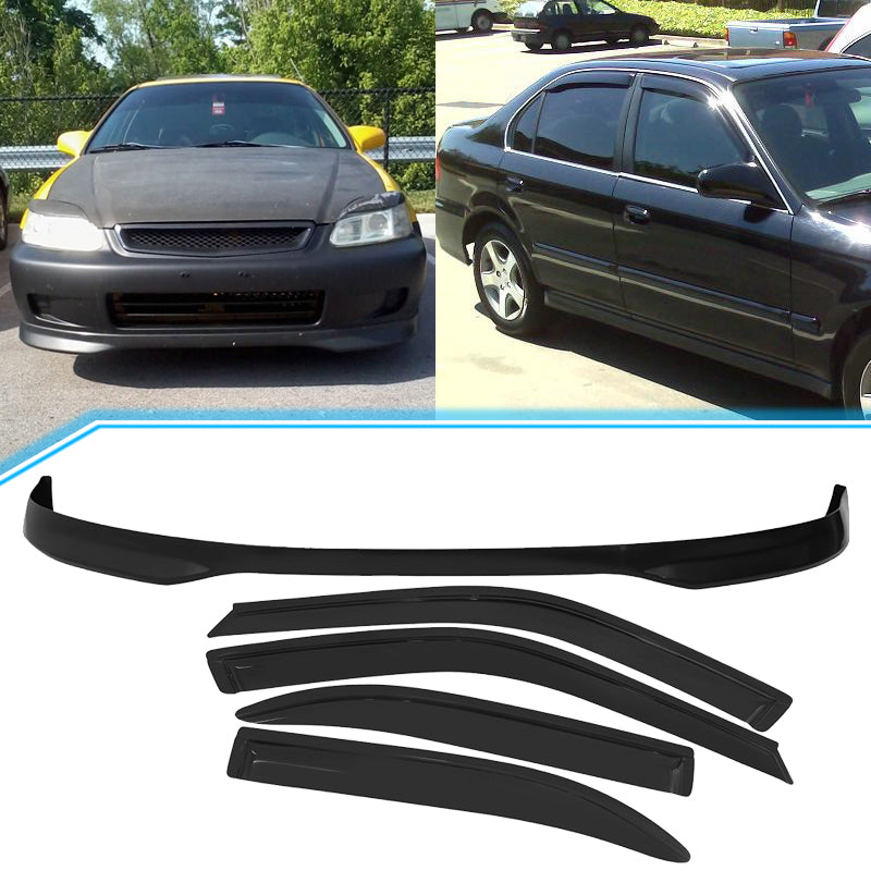 Fits Honda Civic 96-98 T-R PP Front Bumper Lip + Sun Window Visor