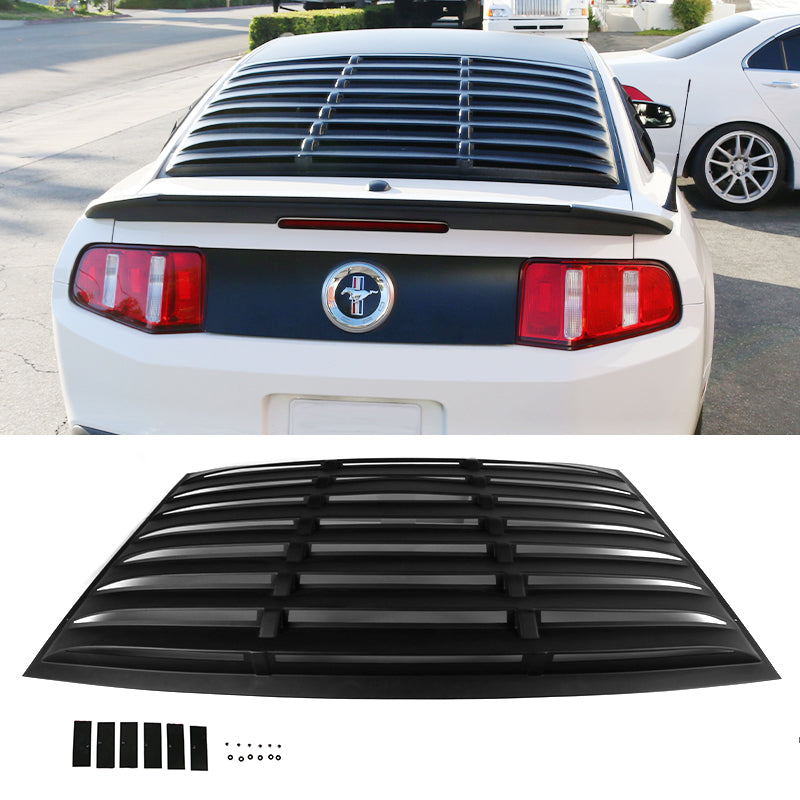 Fits 05-09 Ford Mustang Rear Window Louver + Trunk Spoiler Matte Black