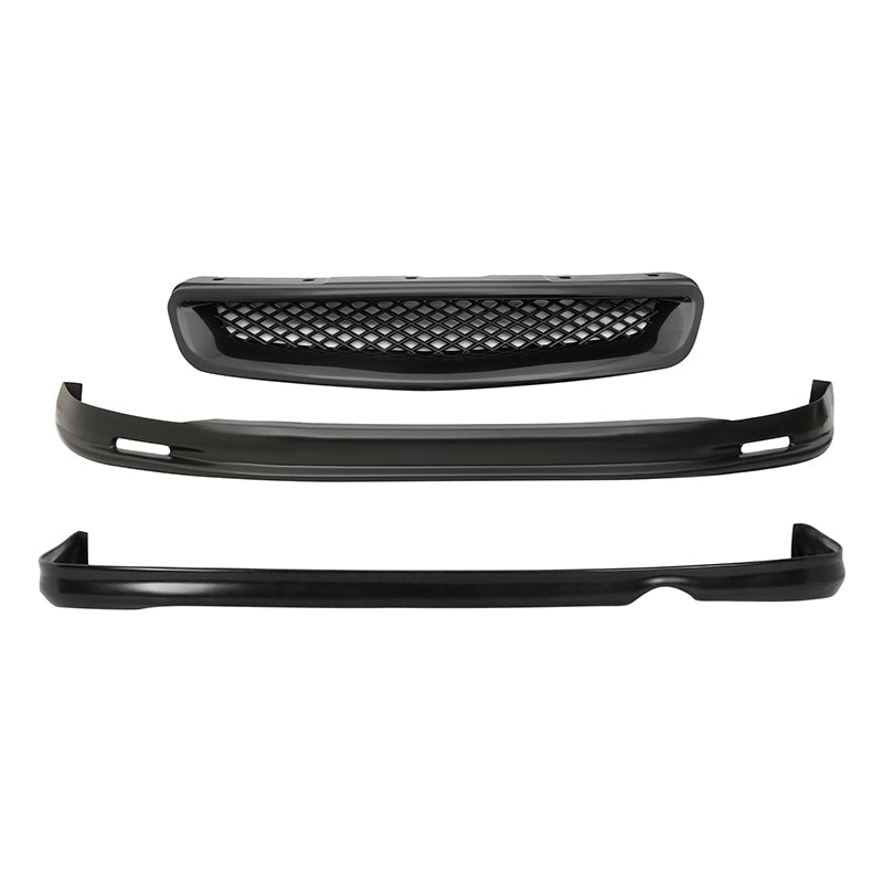 Fits 96-98 Civic 2Dr/Mugen Front Rear Bumper Lip + TR Front Grille