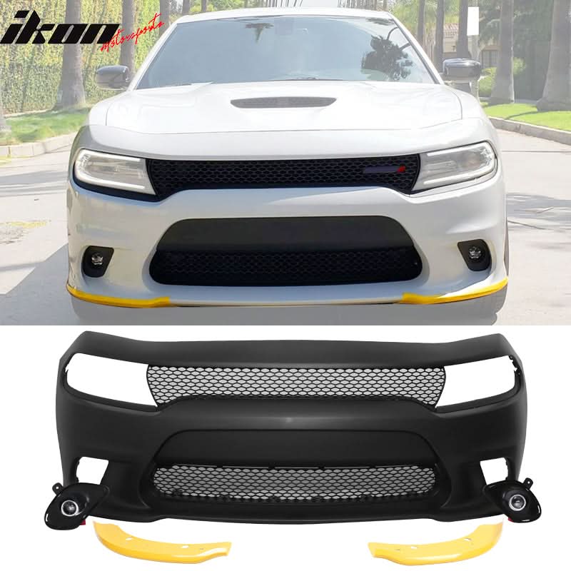 Fits 15-23 Charger Color SRT8 PP Front Bumper + Fog Cover + Foglight