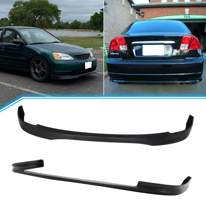 Fits 01-03 Honda Civic TR Front + Rear Bumper Lip - PP