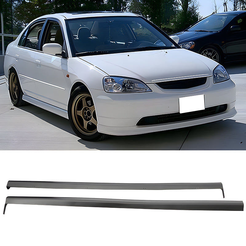 Fits 01-03 Honda Civic PP Front + Rear Bumper Lip + Side Skirts