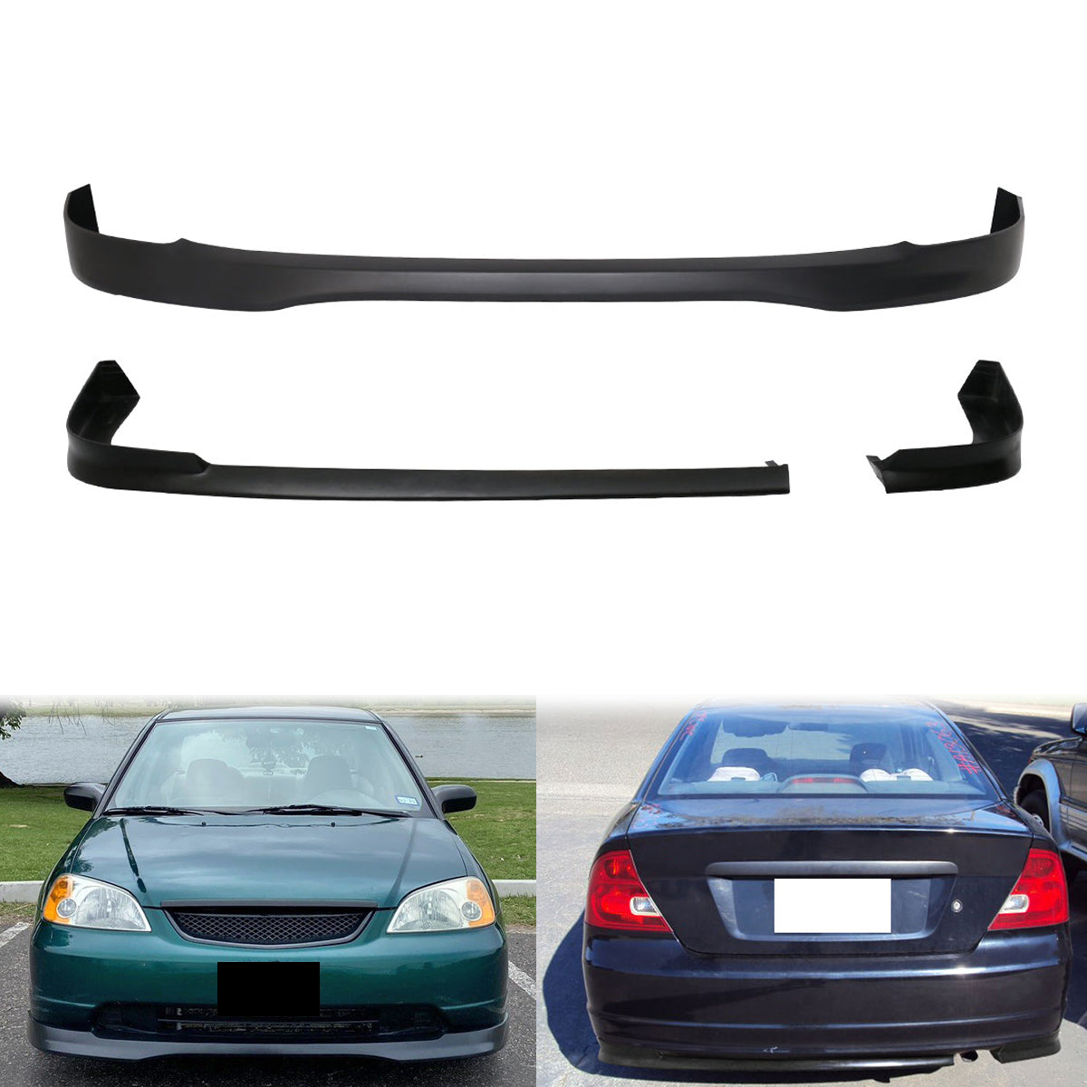 2001-2003 Honda Civic EM2 2DR TR Front + NEW TR Rear Bumper Lip