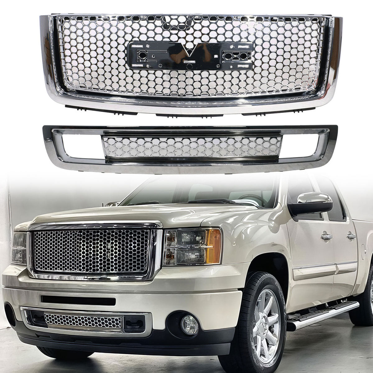 2007-2013 GMC Sierra 1500 Denali Front Bumper Upper + Grille Guards