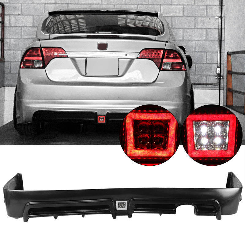 2006-2011 Honda Civic Sedan Rear Lip Spoiler PP LED 3RD Brake Lamp