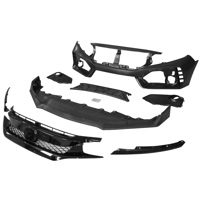 Fits 16-18 Honda Civic 10th-Gen TR Front Bumper Grille Foglight Cover