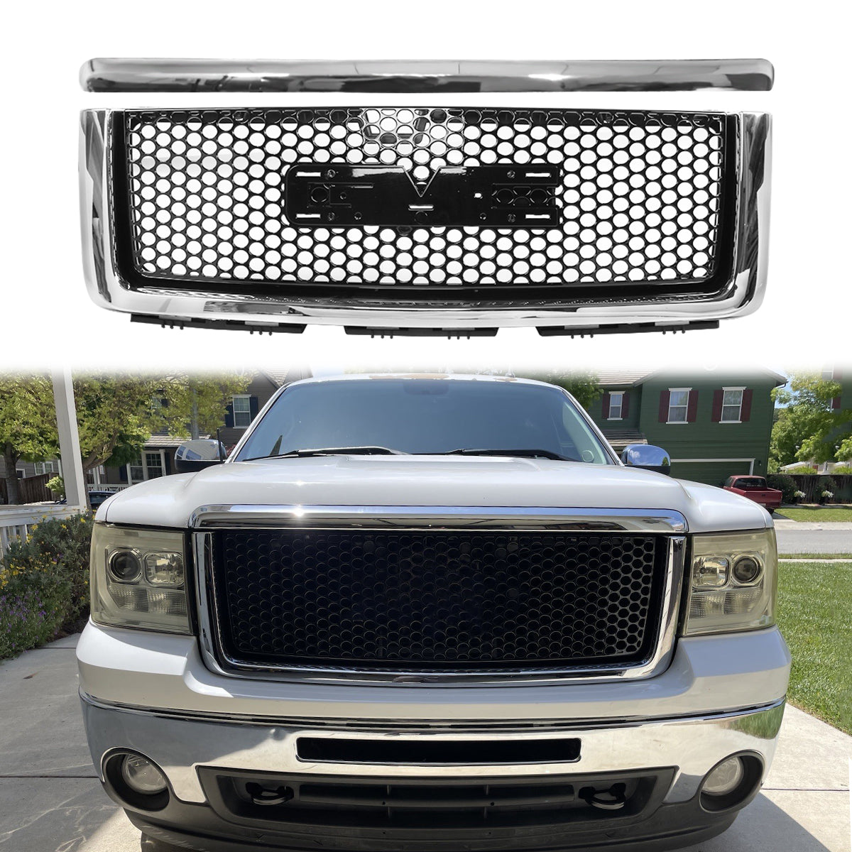 2007-2013 GMC Sierra 1500 Denali Mesh Front Hood Molding Grille ABS