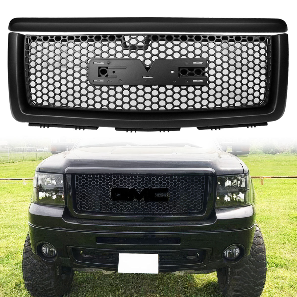 2007-2013 GMC Sierra 1500 Denali Mesh Front Hood Molding Grille ABS