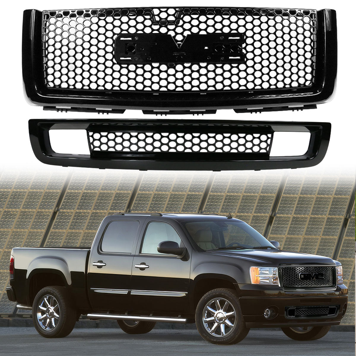 2007-2013 GMC Sierra 1500 Denali Upper Grille Lower Bumper Grille ABS