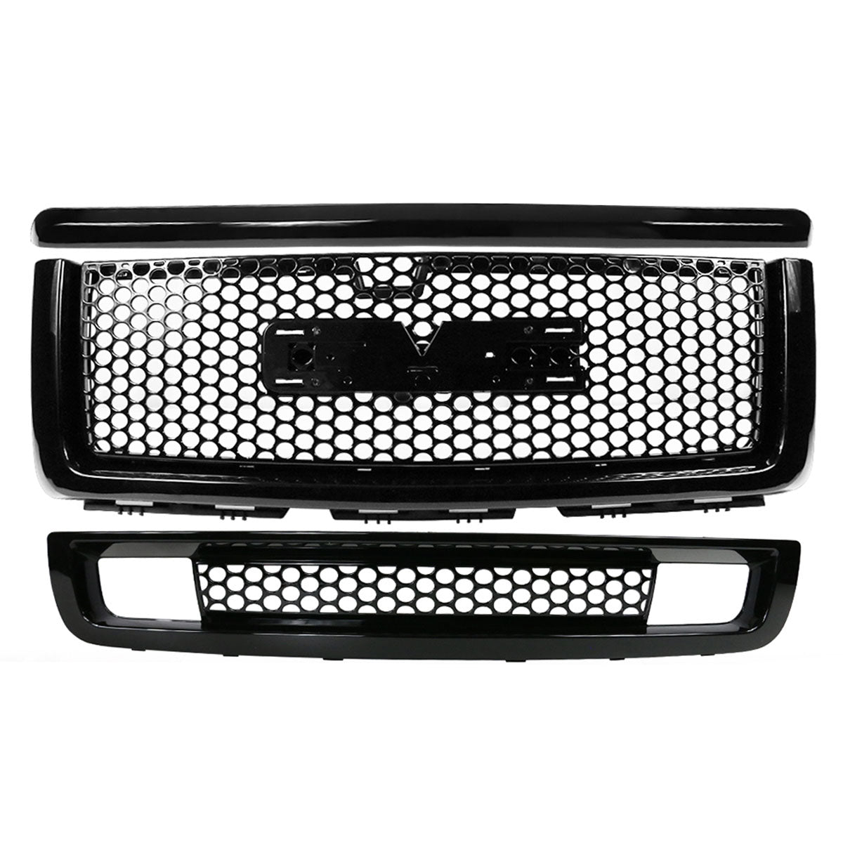 2007-2013 GMC Sierra 1500 Denali Hood Molding Upper Lower Grille ABS