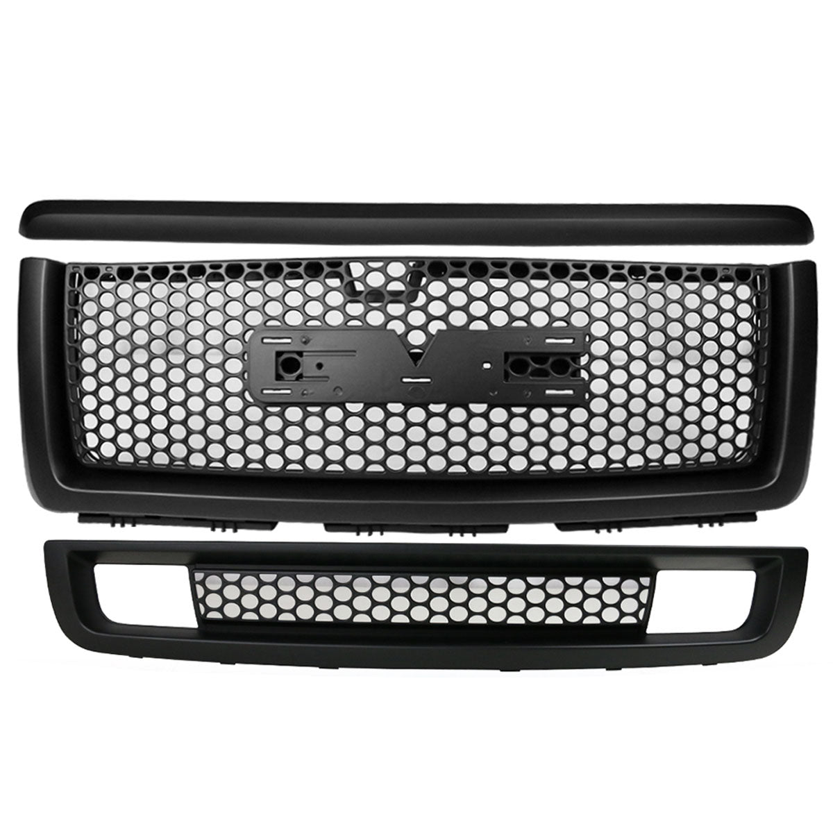 2007-2013 GMC Sierra 1500 Denali Hood Molding Upper Lower Grille ABS