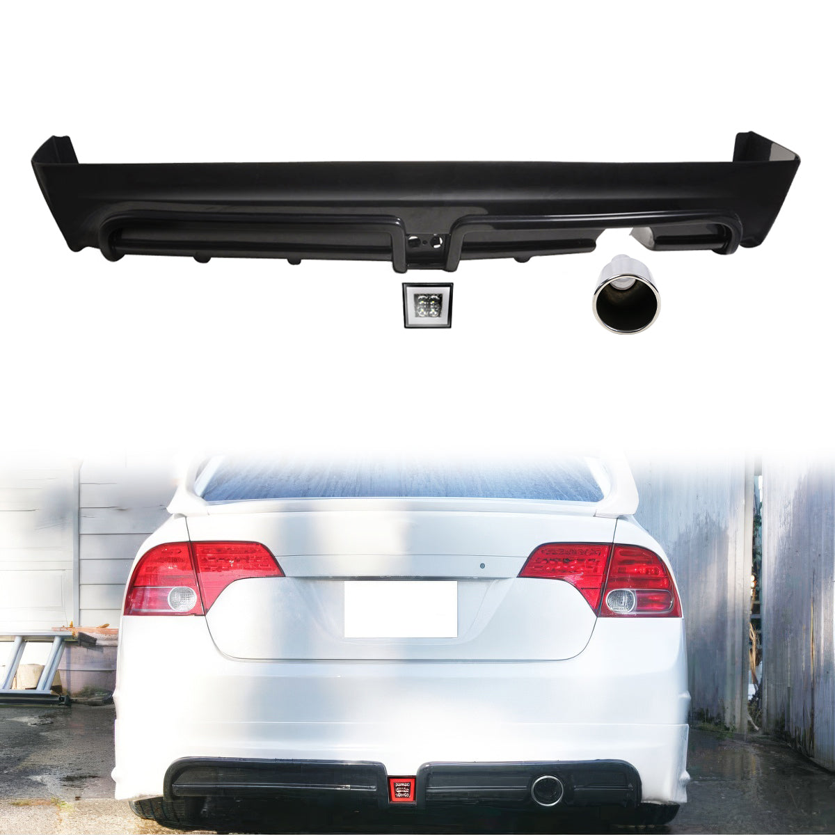 2006-2011 Honda Civic Rear Bmuper Lip LED 3RD Brake Light Muffler Tip