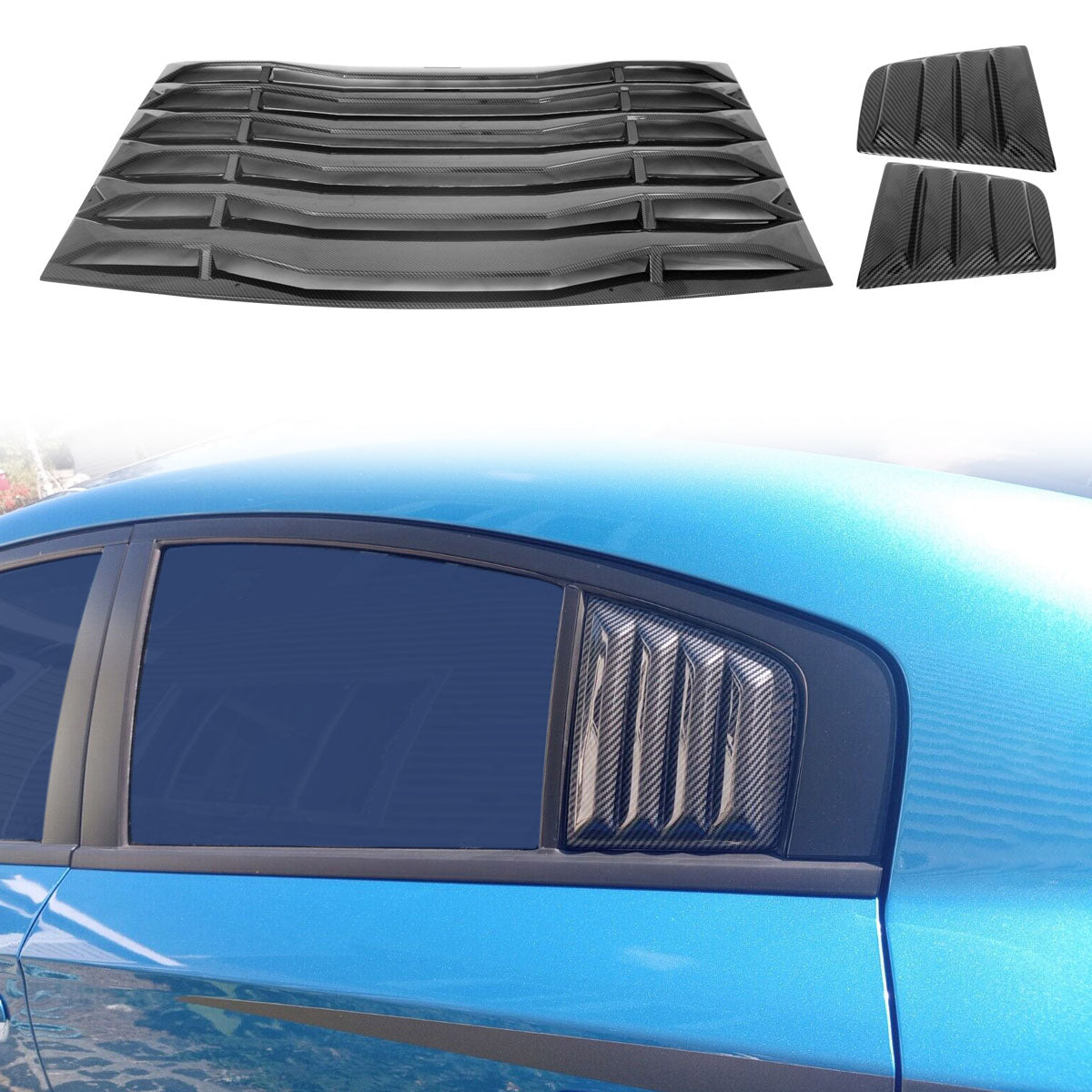 2011-2023 Dodge Charger V2 Side & Rear Window Louver Cover CF Print