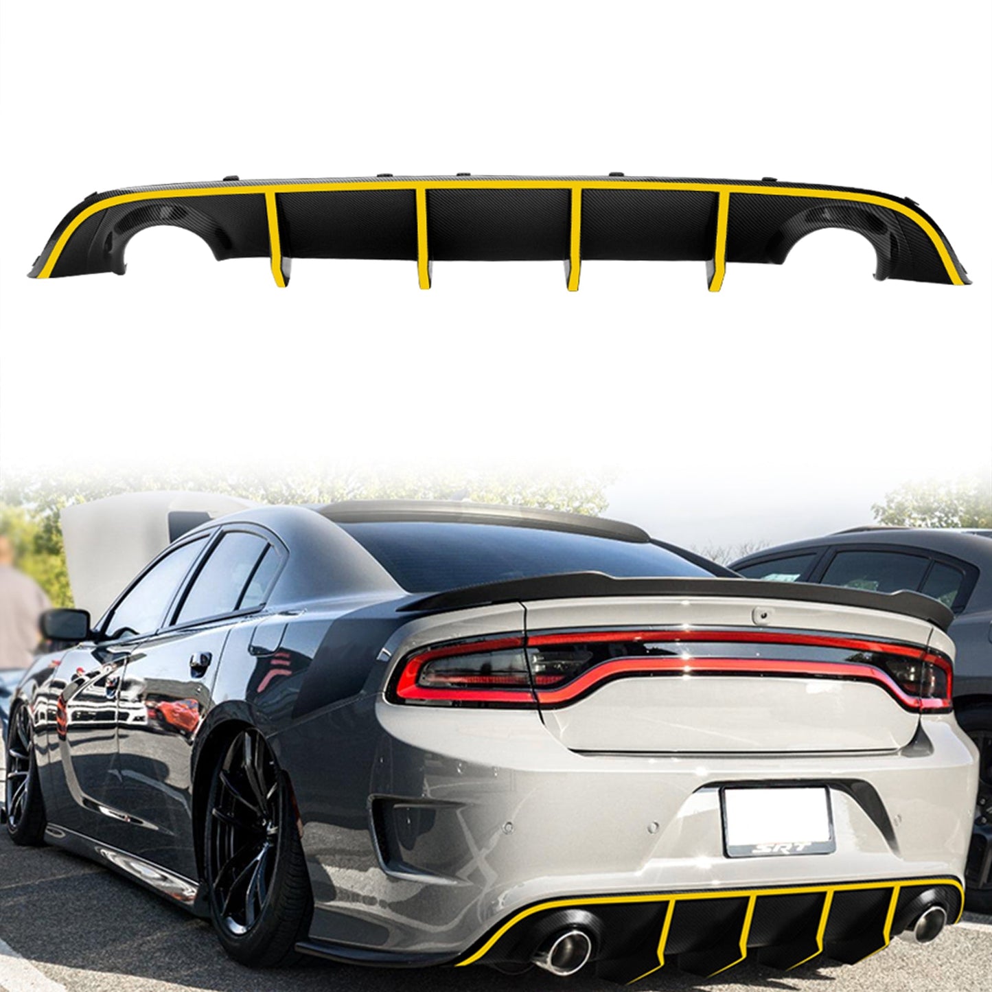 2015-2023 Dodge Charger SRT V2 Rear Diffuser with Reflective Tape PP