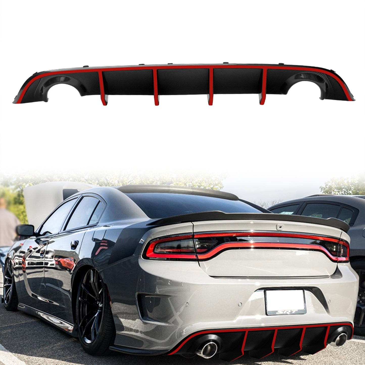 2015-2023 Dodge Charger SRT V2 Rear Diffuser with Reflective Tape PP