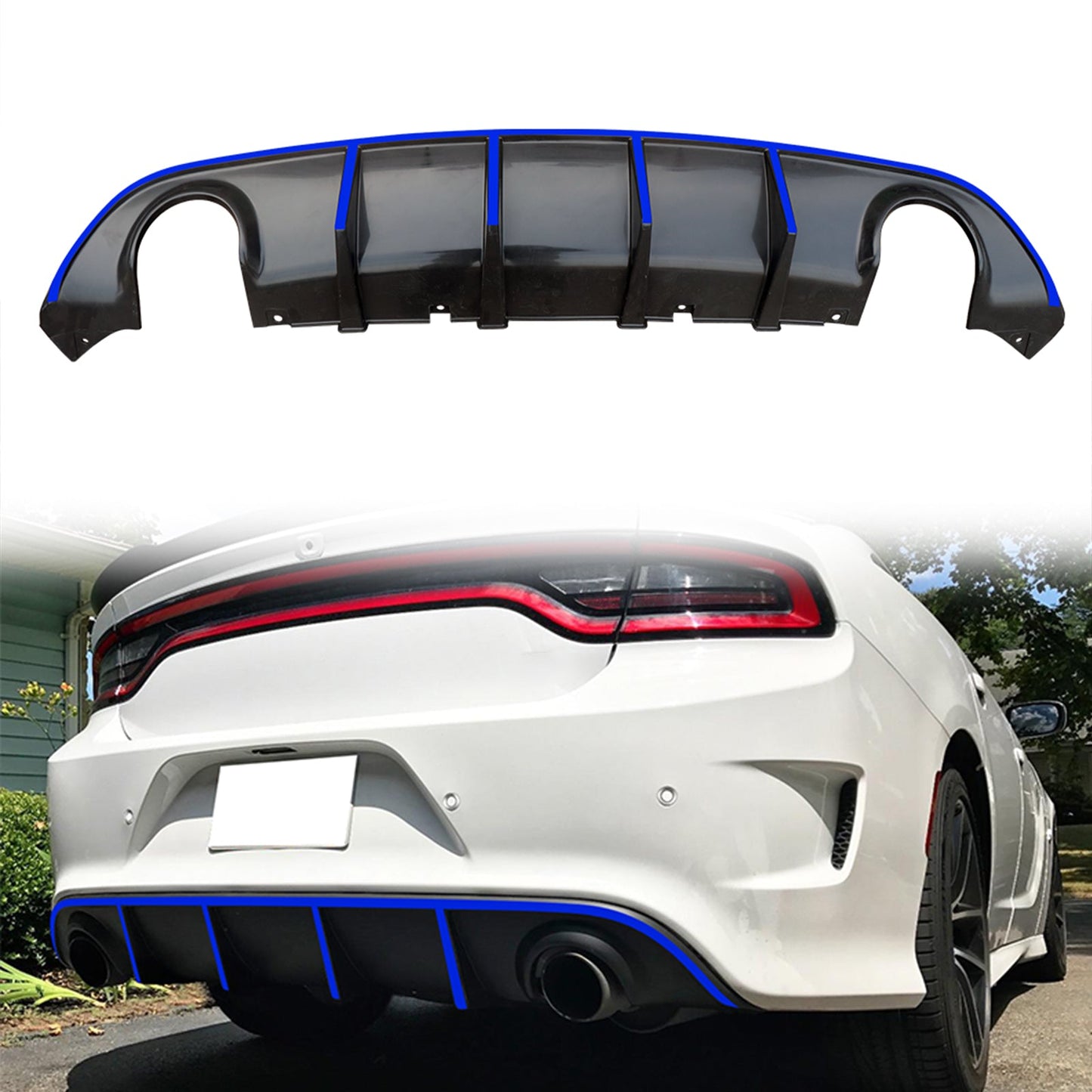 2015-2023 Dodge Charger SRT V3 Rear Diffuser with Reflective Tape PP