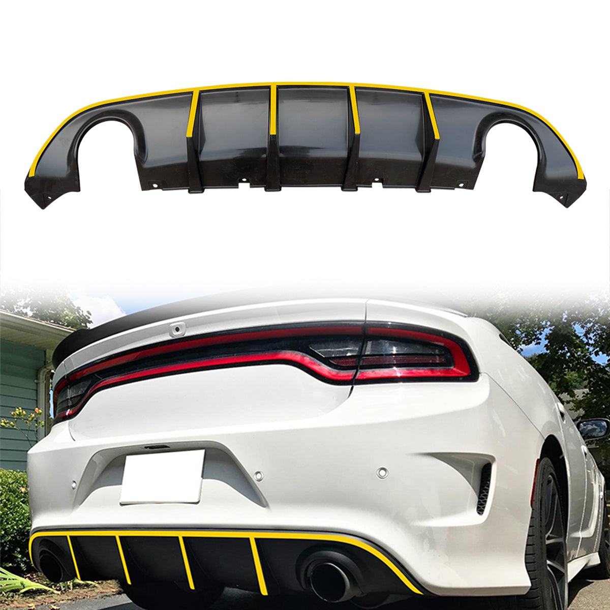 2015-2023 Dodge Charger SRT V3 Rear Diffuser with Reflective Tape PP