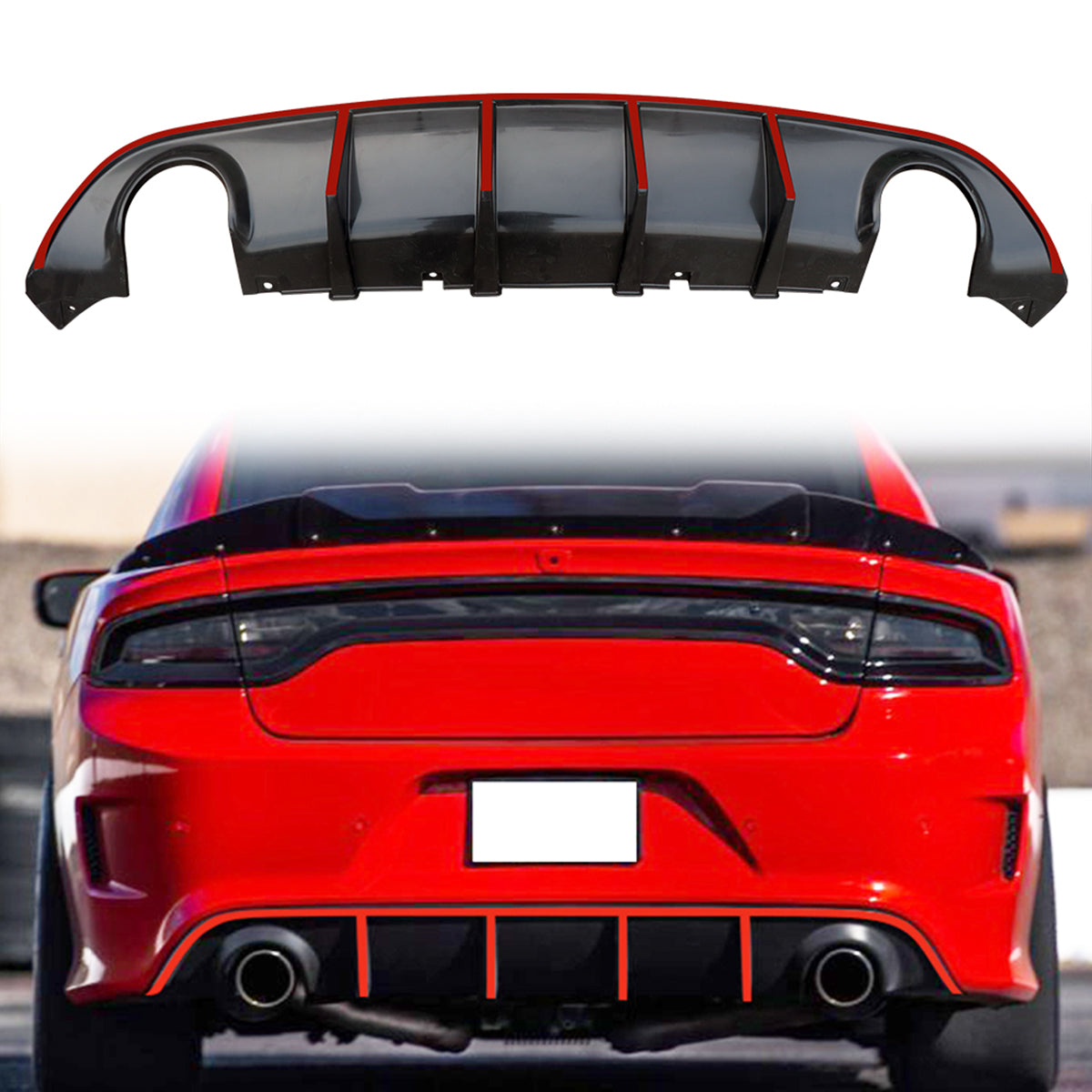 2015-2023 Dodge Charger SRT V3 Rear Diffuser with Reflective Tape PP