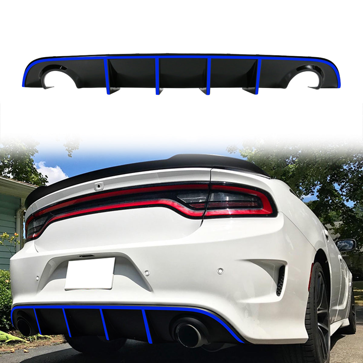 2015-2023 Dodge Charger SRT V3 Rear Diffuser with Reflective Tape PP