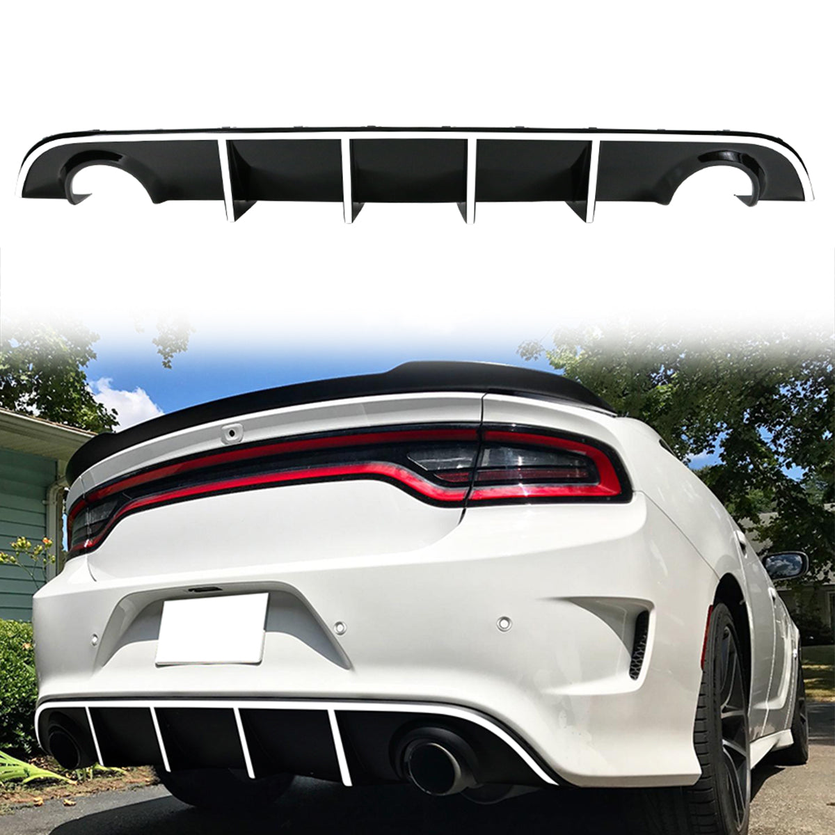 2015-2023 Dodge Charger SRT V3 Rear Diffuser with Reflective Tape PP