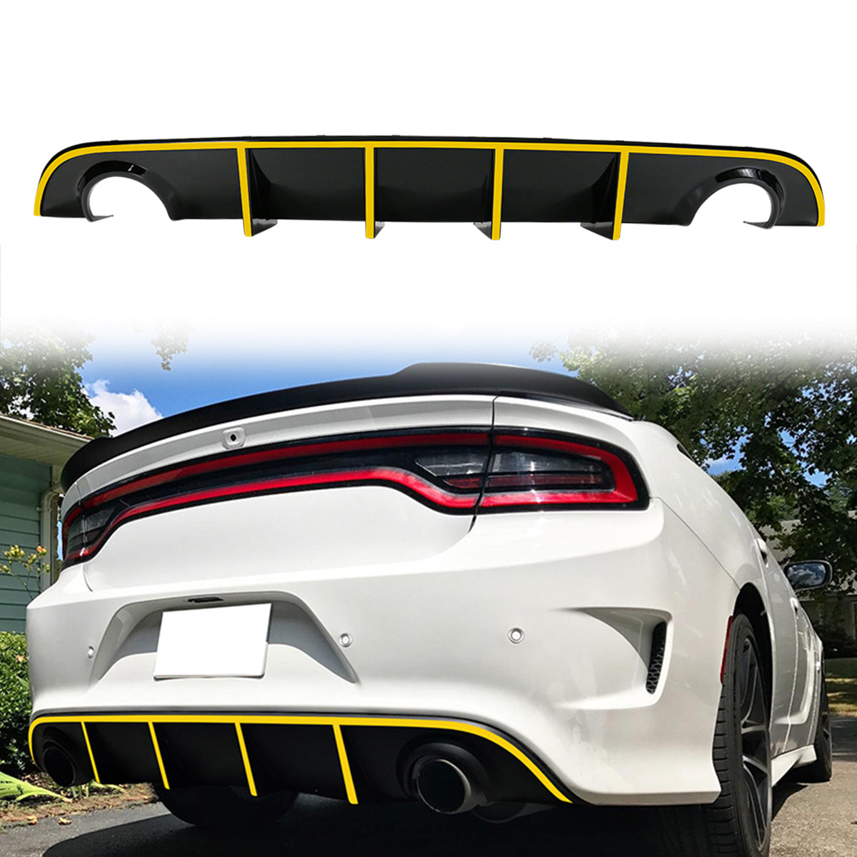 2015-2023 Dodge Charger SRT V3 Rear Diffuser with Reflective Tape PP