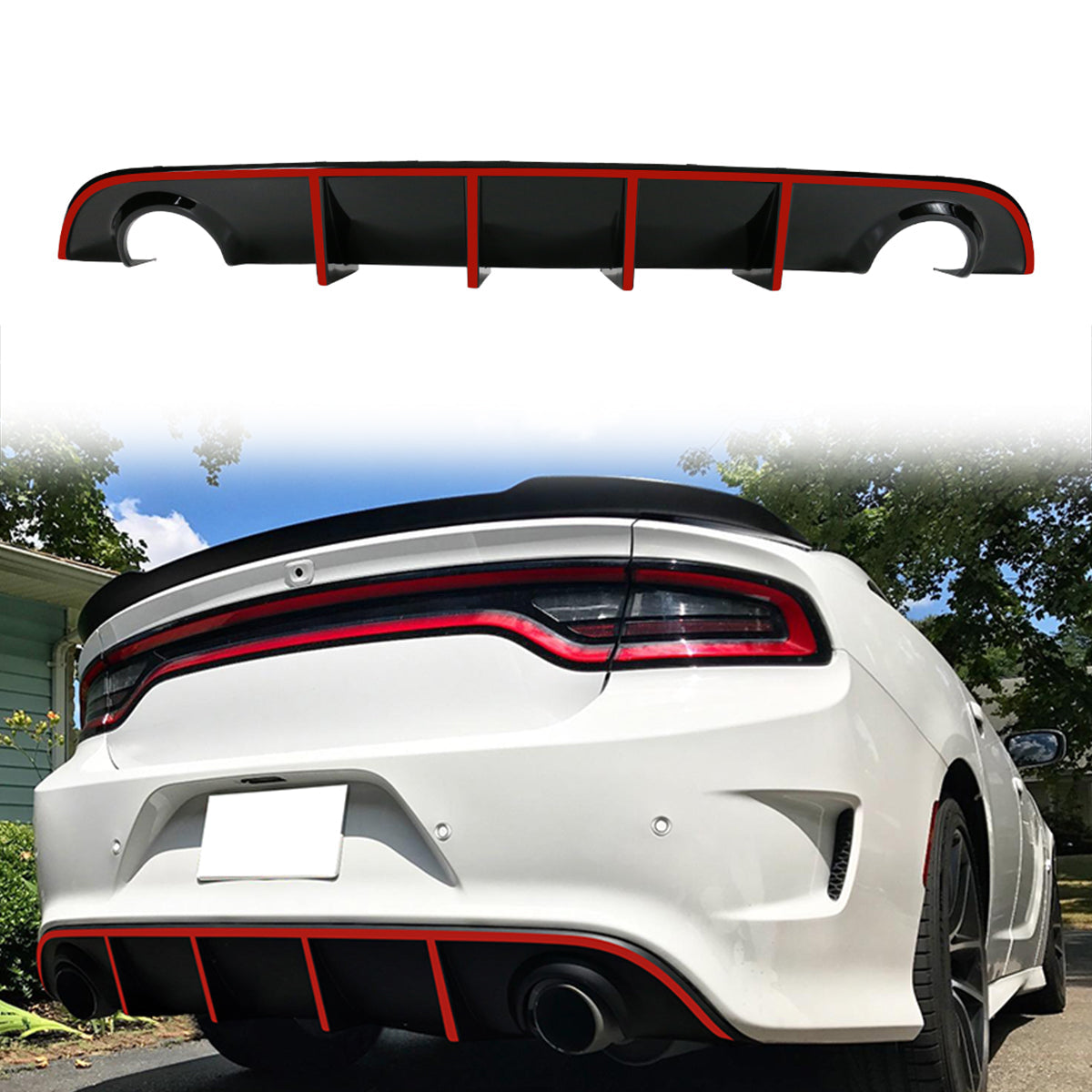2015-2023 Dodge Charger SRT V3 Rear Diffuser with Reflective Tape PP
