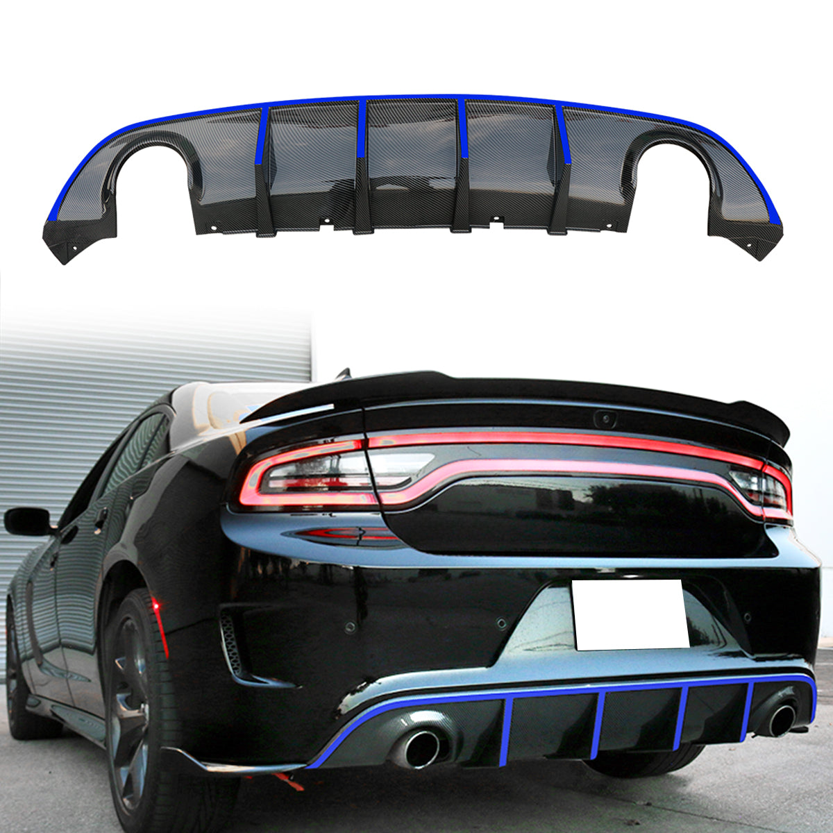 2015-2023 Dodge Charger SRT V3 Rear Diffuser with Reflective Tape PP