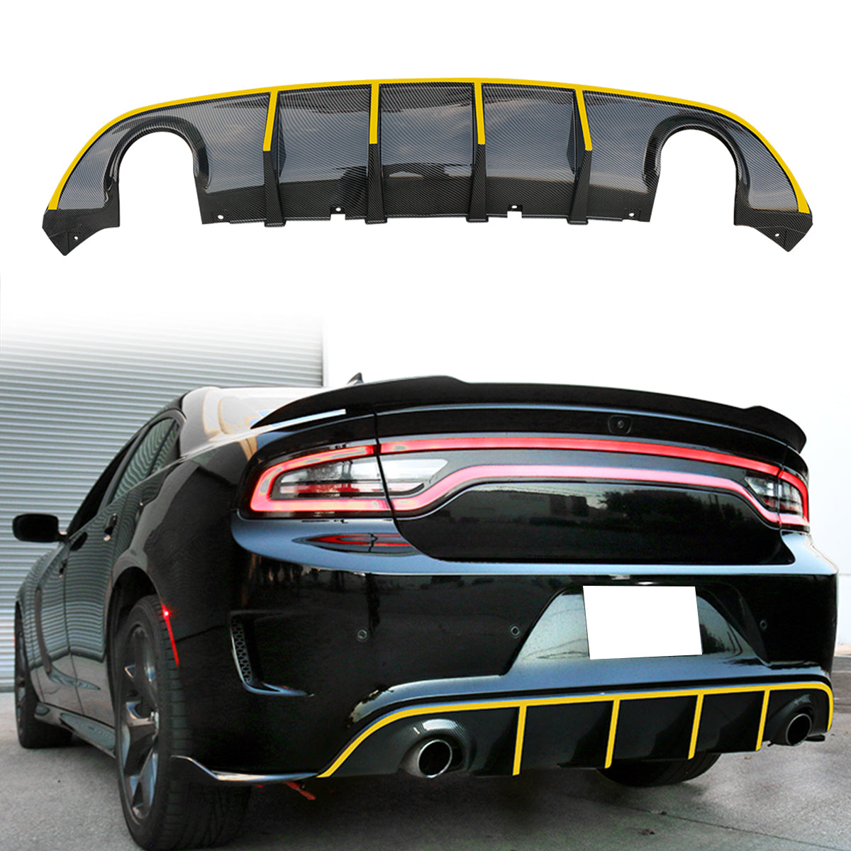2015-2023 Dodge Charger SRT V3 Rear Diffuser with Reflective Tape PP