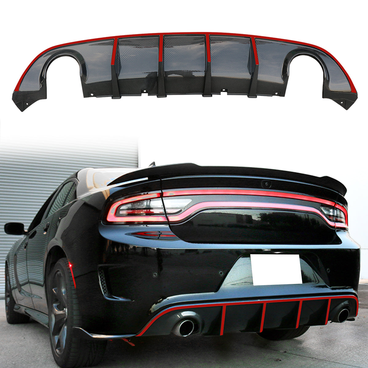 2015-2023 Dodge Charger SRT V3 Rear Diffuser with Reflective Tape PP